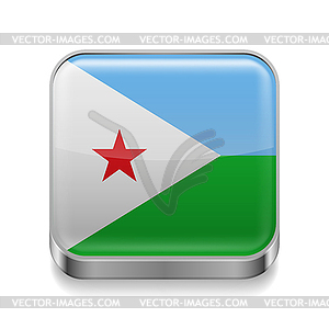 Metal icon of Djibouti - vector clipart