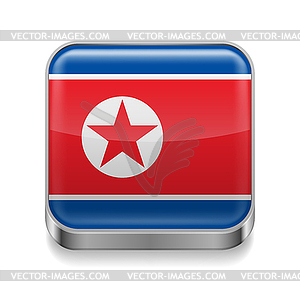 Metal icon of North Korea - vector clipart
