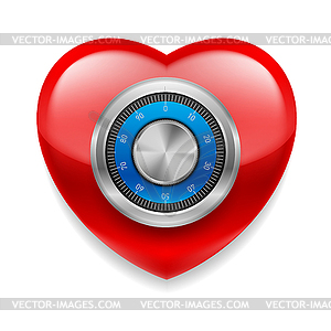 Shiny red heart as safe - vector clip art