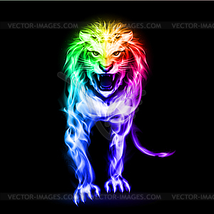 Spectrum fire lion - vector clipart
