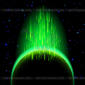 Dark planet with flare - vector image