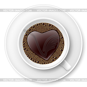 Coffe cup with heart image - vector image