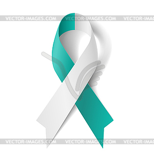 Teal and white ribbon - vector clipart