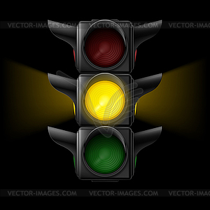 Traffic light with yellow on - vector clipart