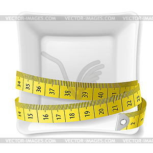 Plate and tape measure - vector clipart