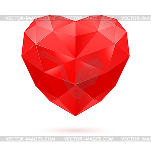 Red polygon heart - vector image