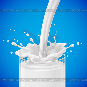 Pouring milk into glass - vector clip art