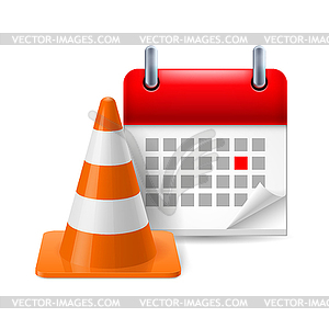 Traffic cone and calendar - vector clipart / vector image