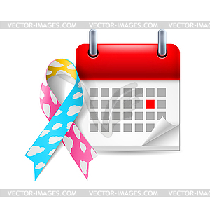 Cloud awareness ribbon and calendar - vector clip art