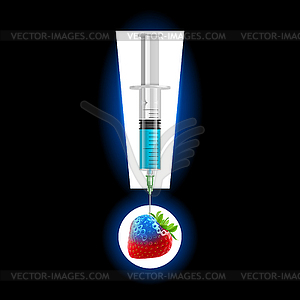 Strawberry with GMO - vector image