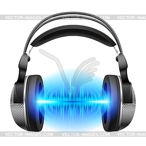 Headphones with music playing - vector image