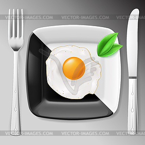 Served fried egg - vector clip art