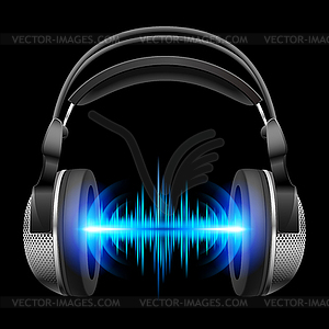 Headphones with music playing - vector image