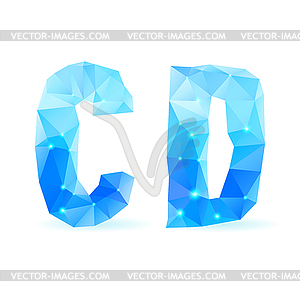 Blue polygonal font - vector clipart