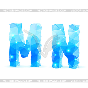 Blue polygonal font - vector image