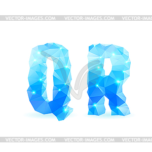 Blue polygonal font - vector image