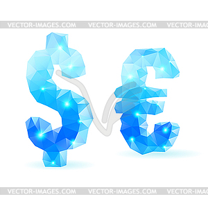 Blue polygonal font - color vector clipart