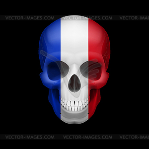 French flag skull - color vector clipart