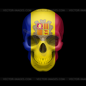 Andorran flag skull - vector clipart