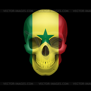 Senegalese flag skull - vector clipart