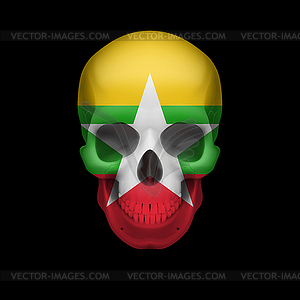 Myanmar flag skull - vector image