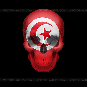 Tunisian flag skull - vector image