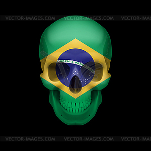 Brazilian flag skull - vector clip art