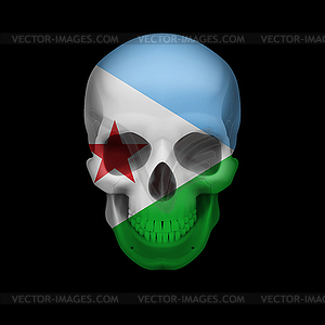 Djiboutian flag skull - vector image