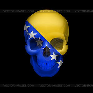 Skull with Bosnia and Herzegovina flag - vector clip art