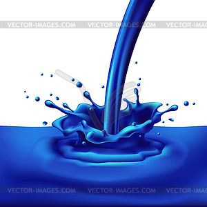 Blue paint splashing - vector image