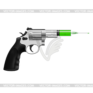 Syringe in revolver - stock vector clipart