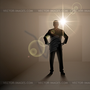 Man standing alone in room - vector image