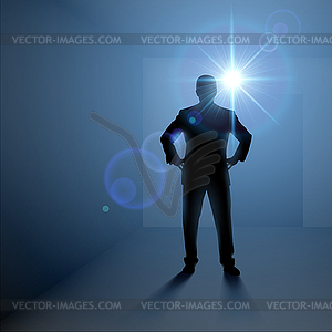 Man standing alone in room - royalty-free vector image
