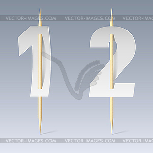 Paper font on toothpicks - vector clipart