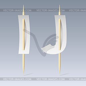 Paper font on toothpicks - vector clipart