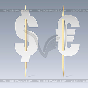 Paper font on toothpicks - vector image