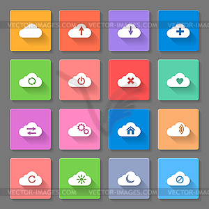 Set of flat cloud icons - royalty-free vector image