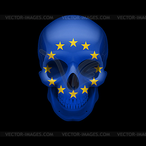 Skull with EU flag - vector image
