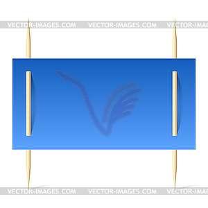 Blue paper on toothpicks - vector clip art