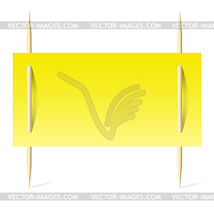 Yellow paper on toothpicks - vector clipart