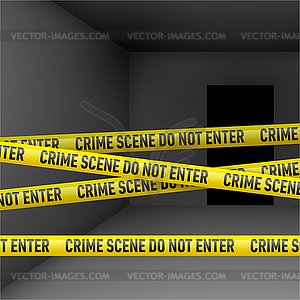 Dark room with danger tape - vector image
