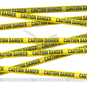 Caution and danger yellow tape - vector image