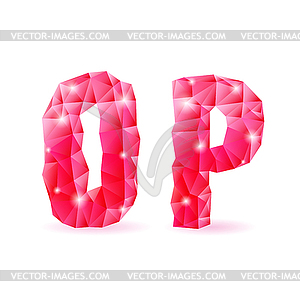 Ruby polygonal font - vector clipart