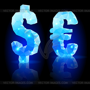 Blue polygonal font - vector image