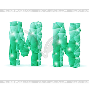 Emerald green polygonal font - vector clip art
