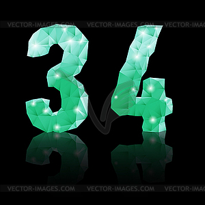 Emerald green polygonal font - vector clipart