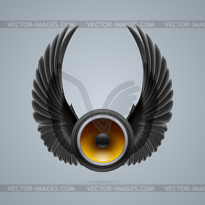 Music speaker with two wings - royalty-free vector clipart