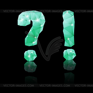 Изумрудный зеленый многоугольной шрифта - векторный клипарт