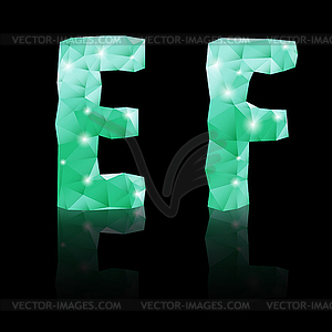 Изумрудный зеленый многоугольной шрифта - изображение векторного клипарта