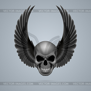 Evil skull with wings up - vector clip art